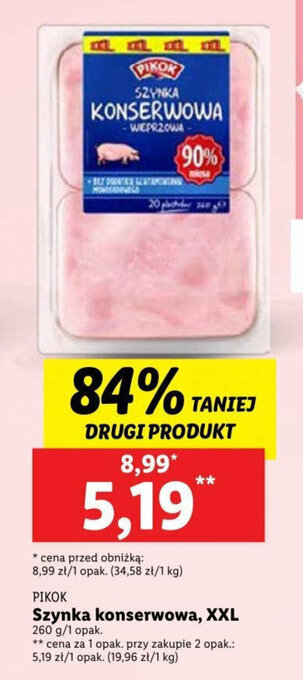 Lidl PIKOK Szynka konserwowa 260 g oferta