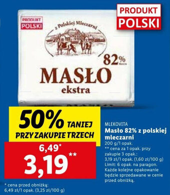 Lidl MLEKOVITA Masło 82% z polskiej mleczarni 200g oferta