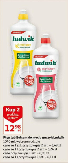 Auchan Płyn lub Balsam do mycia naczyń Ludwik 1040 ml oferta