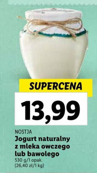 Lidl NOSTJA Jogurt naturalny z mleka owczego lub bawolego 530 g oferta