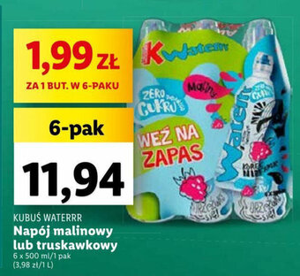 Lidl KUBUŚ WATERRR Napój malinowy lub truskawkowy 6x500ml oferta