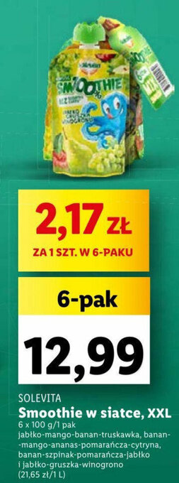 Lidl SOLEVITA Smoothie w siatce 6 x 100 g oferta