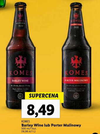 Lidl KOMES Barley Wine lub Porter Malinowy 500ml oferta