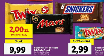Lidl Batony Mars Snickers lub Twix 5 x 45 g oferta