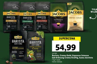 Lidl JACOBS Barista Crema Gold Espresso Intenso lub Krönung Crema Kraftig kawa ziarnista 1kg oferta