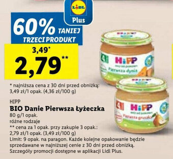 Lidl HIPP BIO Danie Pierwsza Łyżeczka 80g oferta