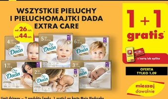 Biedronka WSZYSTKIE PIELUCHY I PIELUCHOMAJTKI DADA EXTRA CARE oferta
