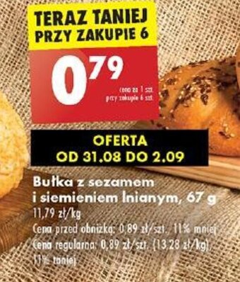 Biedronka Bułka z sezamem i siemieniem Inianym 67 g oferta