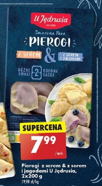 Biedronka Pierogi z serem i z serem i jagodami U Jędrusia, 2x200 g oferta