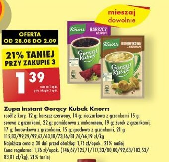 Biedronka Zupa instant Gorący Kubek Knorr 12-21g oferta