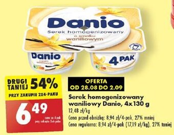 Biedronka Serek homogenizowany o smaku waniliowym Danio 4x130g oferta