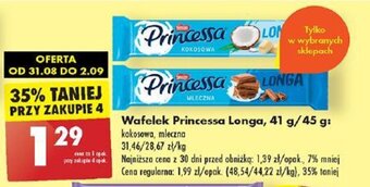 Biedronka Wafelek Princessa Longa, 41 g/45 g oferta