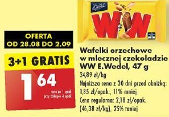 Biedronka Wafelki orzechowe w mlecznej czekoladzie WW E.Wedel, 47 g oferta