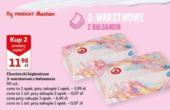 Auchan Chusteczki higieniczne 3-warstwowe z balsamem oferta