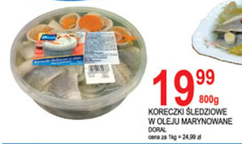 E.Leclerc KORECZKI ŚLEDZIOWE W OLEJU MARYNOWANE DORAL 800g oferta