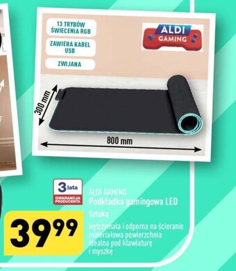 ALDI Podkładka gamingowa LED Sztuka oferta