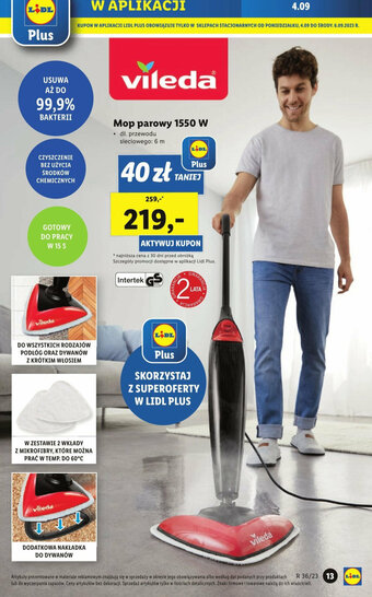 Lidl Mop parowy 1550 W oferta