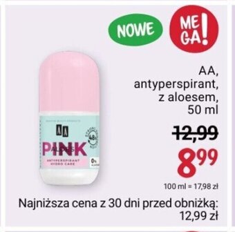 Rossmann AA, antyperspirant, z aloesem, 50 ml oferta