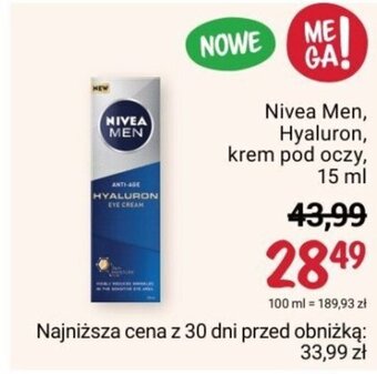 Nivea Men, Hyaluron, krem pod oczy, 15 ml