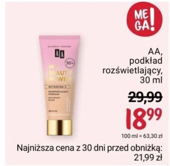Rossmann AA, podkład rozświetlający, 30 ml oferta