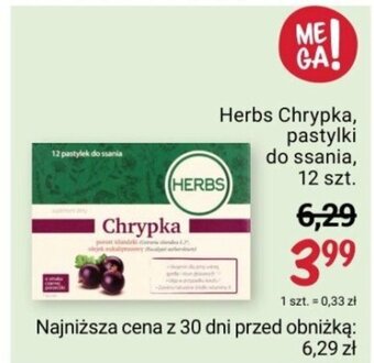 Rossmann Herbs Chrypka, pastylki do ssania, 12 szt. oferta