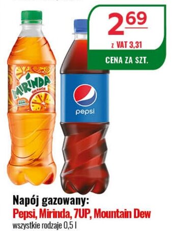 Eurocash Napój gazowany Pepsi, Mirinda, 7UP, Mountain Dew 0,5l oferta