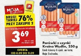 Biedronka Parówki z szynki Kraina Wędlin 250 g oferta