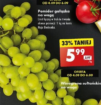 Biedronka Winogrona sultańskie 1kg oferta