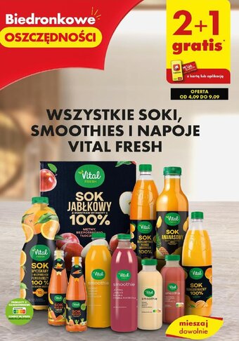 Biedronka WSZYSTKIE SOKI SMOOTHIES I NAPOJE VITAL FRESH oferta