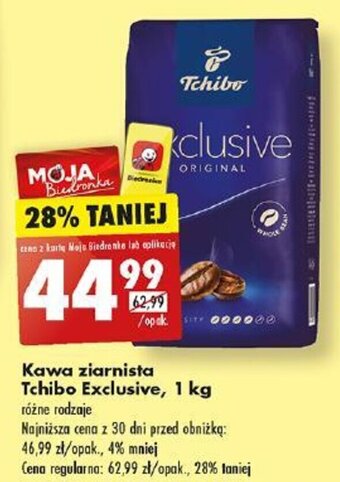 Biedronka Kawa ziarnista Tchibo Exclusive 1 kg oferta