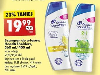 Biedronka Szampon do włosów Head&Sholders 360 ml/400 ml oferta