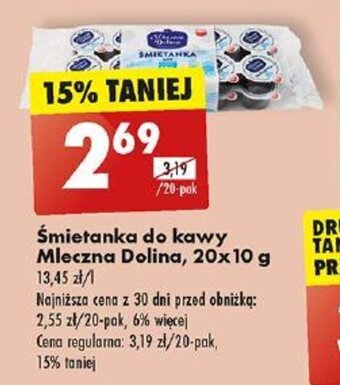 Biedronka Śmietanka do kawy Mleczna Dolina 20 x 10 g oferta