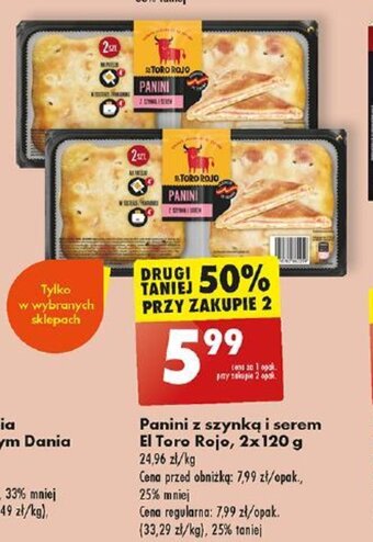 Biedronka Panini z szynką i serem El Toro Rojo 2x 120 g oferta