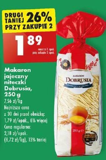 Biedronka Makaron jajeczny niteczki Dobrusia 250g oferta