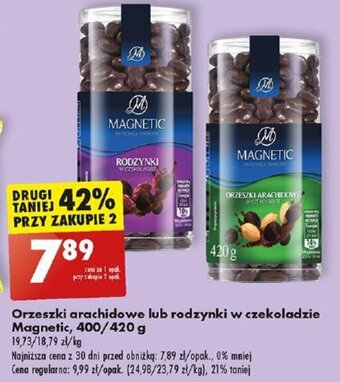 Biedronka Orzeszki arachidowe lub rodzynki w czekoladzie Magnetic, 400/420 g oferta