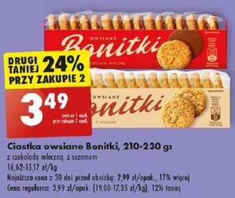 Biedronka Ciastka owsiane Bonitki, 210-230 g oferta