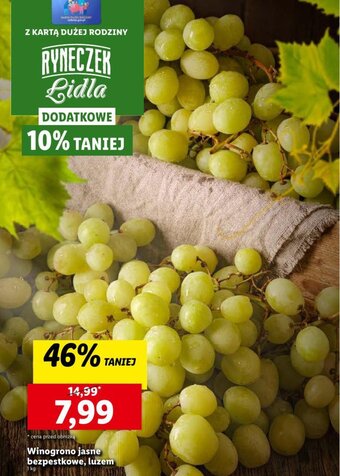 Lidl Winogrono jasne bezpestkowe, luzem 1 kg oferta