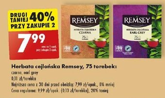 Biedronka Herbata cejlońska Remsey, 75 torebek: czarna, earl grey oferta