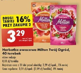 Biedronka Herbatka owocowa Milton Twój Ogród, 40 torebek oferta