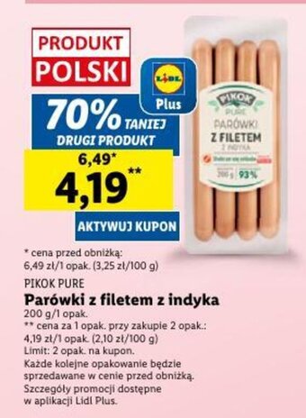 Lidl Parówki z filetem z indyka 200 g oferta