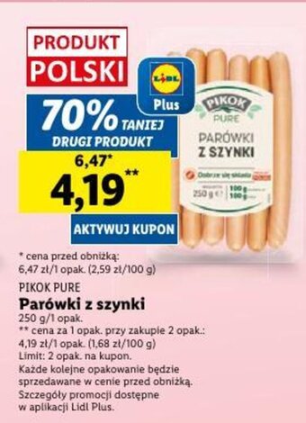 Lidl Parówki z szynki 250 g oferta