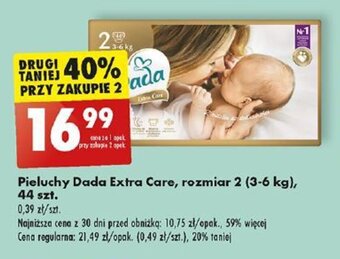 Biedronka Pieluchy Dada Extra Care rozmiar 2 44 szt. oferta