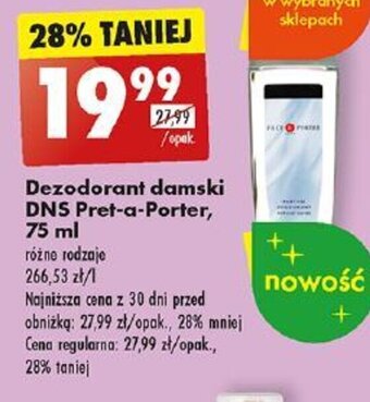 Biedronka Dezodorant damski DNS Pret-a-Porter, 75 ml oferta