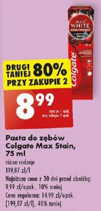 Biedronka Pasta do zębów Colgate Max Stain, 75 ml oferta