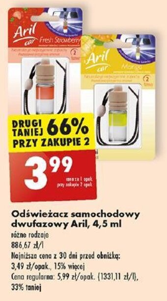 Biedronka Odświeżacz samochodowy dwufazowy Aril, 4,5 ml oferta
