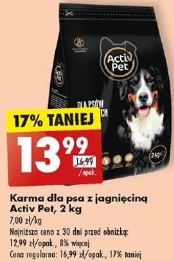 Biedronka Karma dla psa z jagnięciną Activ Pet, 2 kg oferta