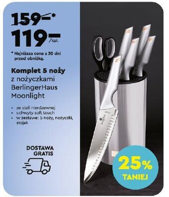 Biedronka Komplet 5 noży z nożyczkami Berlinger Haus Moonlight oferta