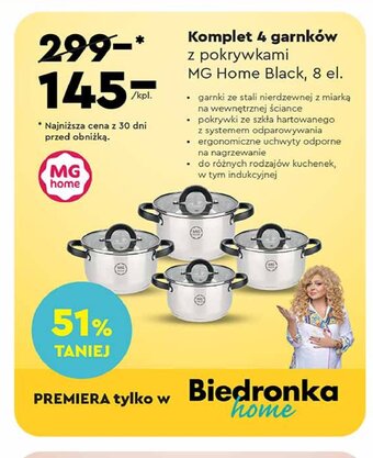 Biedronka Komplet garnków black oferta