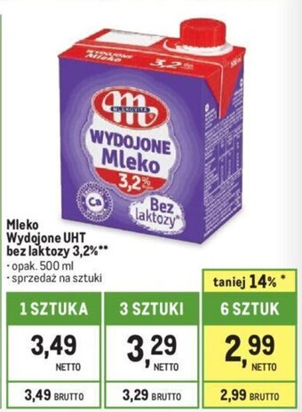 Makro Mleko Wydojone UHT bez laktozy 3,2% 500 ml oferta