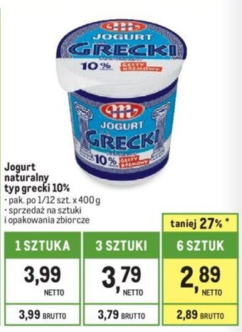 Makro Jogurt naturalny typ grecki 10% 400g oferta